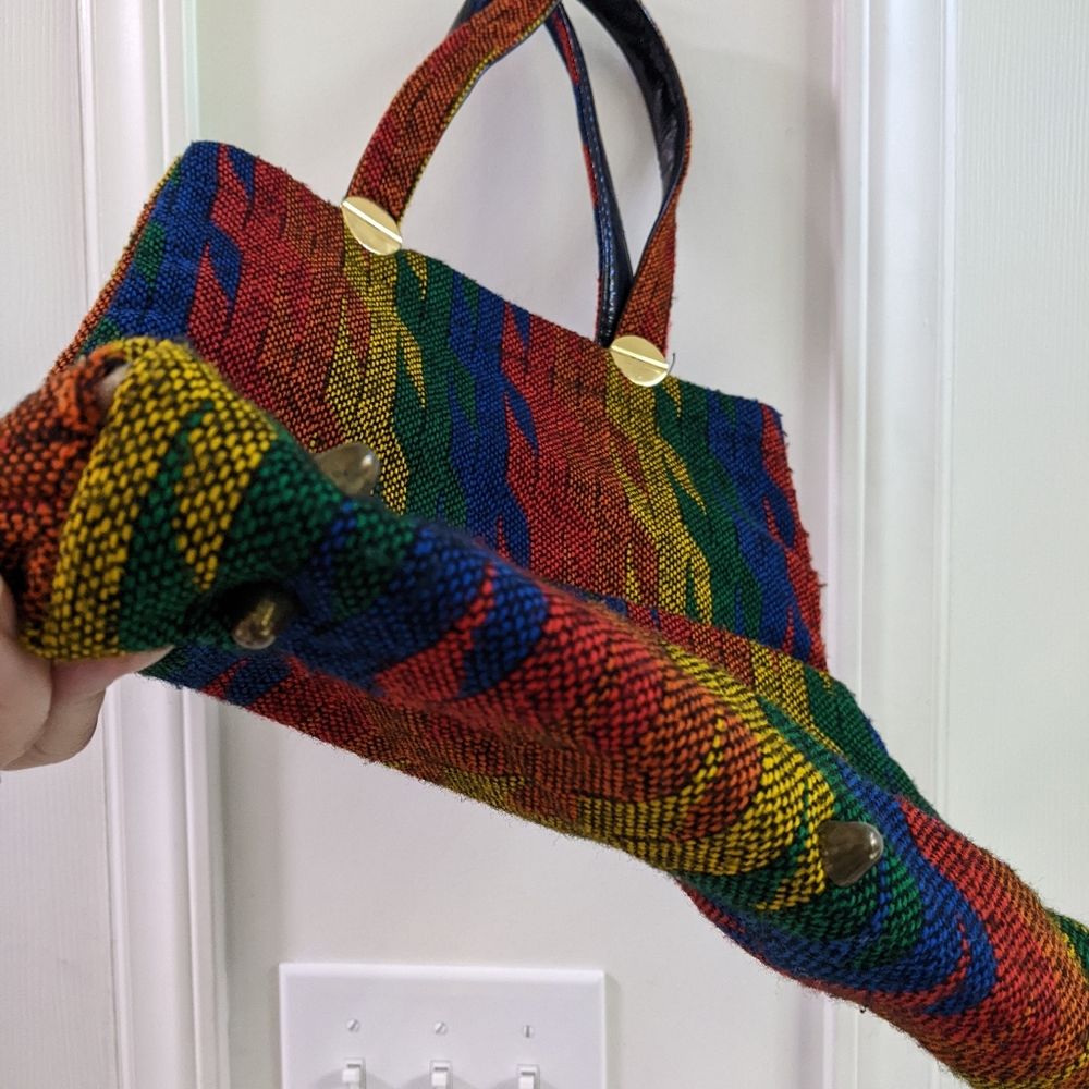 Rainbow Fabric Woven Bag - Picture 7 of 12